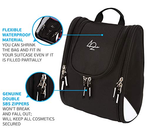 42 Travel Hanging Toiletry Bag – Large Kit Organizer for Men & Women – Spacious & Compact, 17 Compartments for all you need - Strong Zippers, Sturdy Hook, Water Resistant 6 42 Travel Hanging Toiletry Bag – Large Kit Organizer for Men & Women – Spacious & Compact, 17 Compartments for all you need - Strong Zippers, Sturdy Hook, Water Resistant