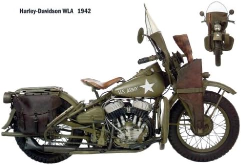 Getwun Harley Davidson WLA Army 1942 on Canvas & Framed 16 X 12 Inch