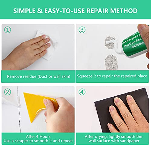 Safe Mend Wall Repair, 4 Pack Drywall Repair Kit with Scraper, Wall
