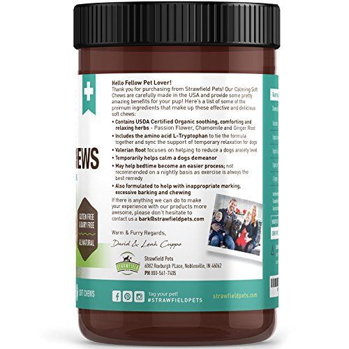 image for Strawfield Pets Calming Treats for Dogs - 120 Chews, Grain-Free Dog Tr