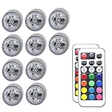 HuDieM Flameless LED Tea Lights Candles,Multi Color Bulb Light with Remote Control,Battery Operated Electric Votive Tealight Candle for Xmas Holloween Christmas Party Wedding Decoration (10 Pack)