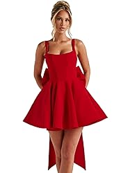 ouhati Satin Spaghetti Straps Homecoming Dresses