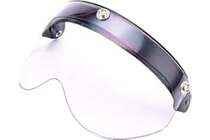 CHERN YUEH Universal 3-Snap Visor for Open Face Motorcycle Helmet Wind Shield Flip Up Down (Clear)