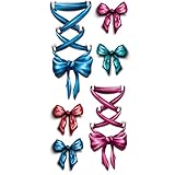 TAFLY Temporary Tattooing 3D Legs Pink Ribbon Bow Fake Tattoo Waterproof Sticker 5 Sheets