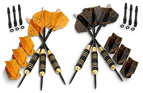 Professional Steel Tip Darts Set - Custom Shaft and Flight Setup | 6 Brass Barrels 22grams | 12 Aluminum Shafts 35/48mm | 12 Flights Standard/Slim | Darts Sharpener | Darts tool and Case - Thumbnail 5