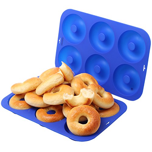 image for HOMKOM - Silicone Donut Baking Pan/Non-Stick Donut Mold/Donuts/Bagels/