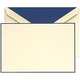 Crane &amp; Co. Regent Blue Hand Bordered Ecruwhite Correspondence Cards (CC3131)