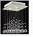 Saint Mossi Modern 3-Light K9 Crystal Chandelier, Flush Mount Ceiling Light, Raindrop Pendant Light, H18 x W12 x L12