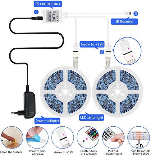 Aogled Striscia LED 10M,Bluetooth Strisce LED con Controllo APP e Telecomando,Strisce LED RGB con Sincronizzazione Musicale,Strisce Luminose 5050 LED per Interni,Camera da Letto,Soggiorno,Cucina,Feste