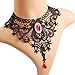 MEiySH Elegant Black Lace Gothic Lolita Red Pendant Choker Necklace Earrings Set (Necklace+Earring)