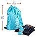 EzPacking Travel Laundry Bag with Drawstring/Foldable Compact Lightweight Small Travel Size for Suitcase / (22” X 16”) / Clean Dirty Clothes Wash Bag/Nylon Blue/Washable/For Women Men Kids Baby