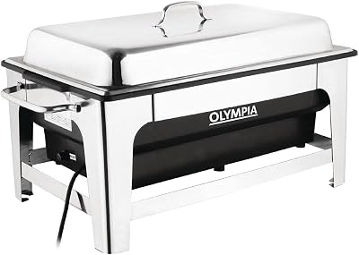 Olympia Electric Chafing Dish 13.5L Stainless Steel Wet Heat Adjustable Temp
