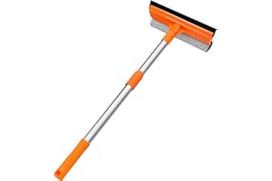 ARTIPOLY Squeegee for Window | 2-in-1 Window Cleaner Sponge and Soft Rubber Strip with Telescopic Extension Pole 18”-29” | Window Washer for Shower, Car Windshield, Mirror, Glass Cleaning
