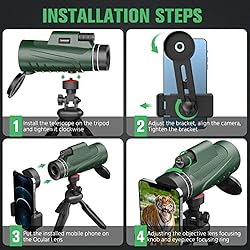 80X100 Monocular Telescope with Smartphone Holder