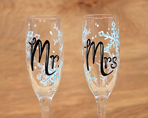 Winter Wedding Toasting Flutes