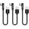 USB C Cable Right Angle [3Pack, 0.6FT] Short 90 Degree Type C Cable Fast Charge Data Sync USB A to USB C Nylon Braided Cord C