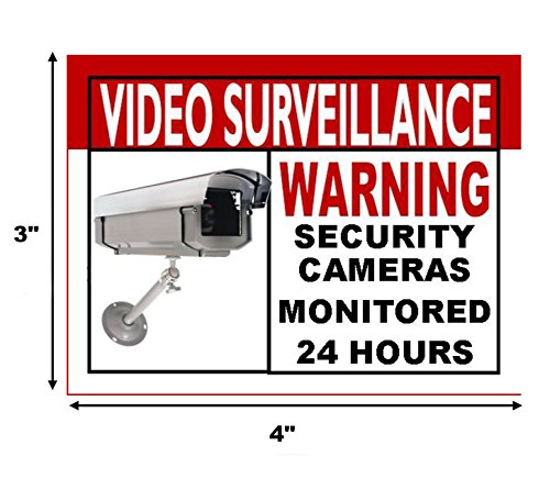 Best Quality Home Security Sign and Business Camera & Video Surveillance Sticker for Indoor Outdoor Use Long Lasting Weatherproof Window & Door Warning Alert 24 Hour Surveillance Decal 4x3 in - 6 Pack