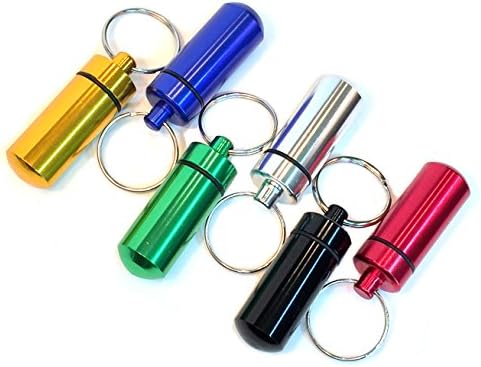 Pill Box Keychain Geocaching 6 Piece Organizer Small Travel Purse Vitamin Holder Metal Waterproof