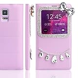ACC5Star(TM) Bonzer View Window Bling Diamond Chain Bowknot PU Leather Slot Card Flip Case Cover Skin for Samsung Galaxy Note 3 N9000 Phone