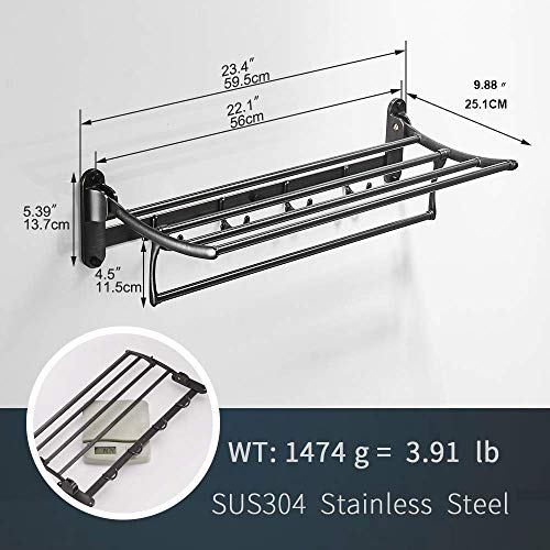 BESy 24 Inch Oil Rubbed Bronze Towel Racks, Bathroom Towel Shelf with