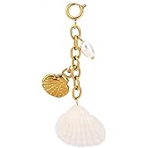 Mikovivi Shell Beach Keychain for Women, Ocean Keyrings Accessories Coastal Bag Charms Summer Jewelry for Travel on Beach Bag Handbag Purse (White Shell)