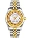 PASOY Unisex Stainless Steel Watch Luminous Hands Diamond Dial Gold Quartz Mens Womens Waterproof Watches (White dial)