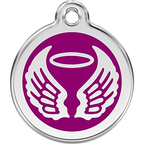 Red Dingo Personalized Angel Wings Pet ID Dog Tag (Large Purple)