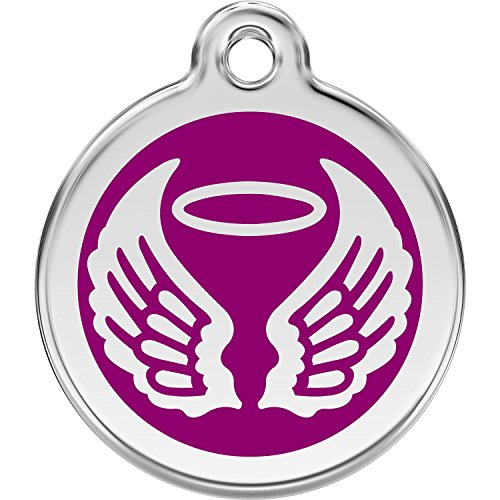 Red Dingo Personalized Angel Wings Pet ID Dog Tag (Medium Purple)