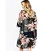 METFIT Women Floral Chiffon Loose Shawl Kimono Cardigan Top Shirt Blouse (XL, Black)