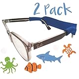 Kids Glasses and Sunglasses Strap - 2 Pack | Anti-Slip Active Glasses Strap | Bonus Deep Sea Adventure Stickers | COLORS