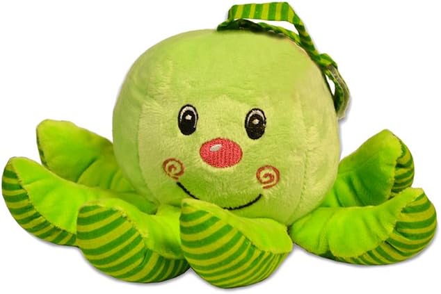 Baberoo Soft Plush Stuffed Animal Musical Toy Octopus, Green, 9 Inches