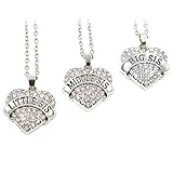Elefan Cornelia Jewelry White Crystal Pendant Necklace Set for Sisters Big Sister middle Sister little Sister (3 PCS)
