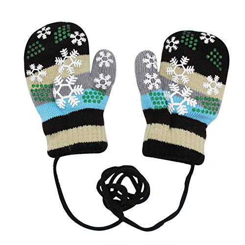 Toddlers Baby Girl Boys Colorful Snowflake Winter Warm Gloves Mittens with String for 0-12 Months,4 Pairs - Thumbnail 3