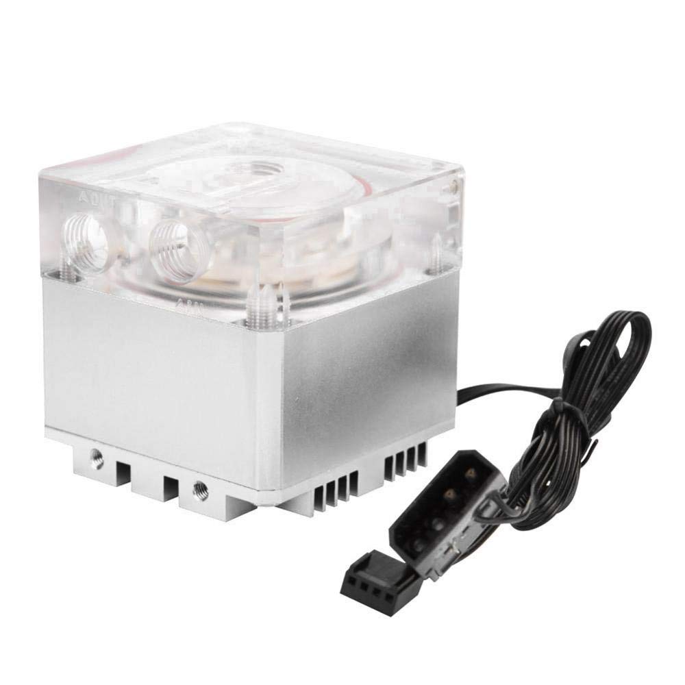 Richer-R CPU Water Cooling Pump,3000RPM Fast Heat Dissipation Computer Pump 800L/H Flow 3.5 Meters Pump Head PC Pump Tank (Silver)