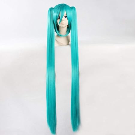 HOOLAZA Blaue extralange gerade Perücke Vocaloid Hatsune Miku für die Halloween Party Cosplay Perücken