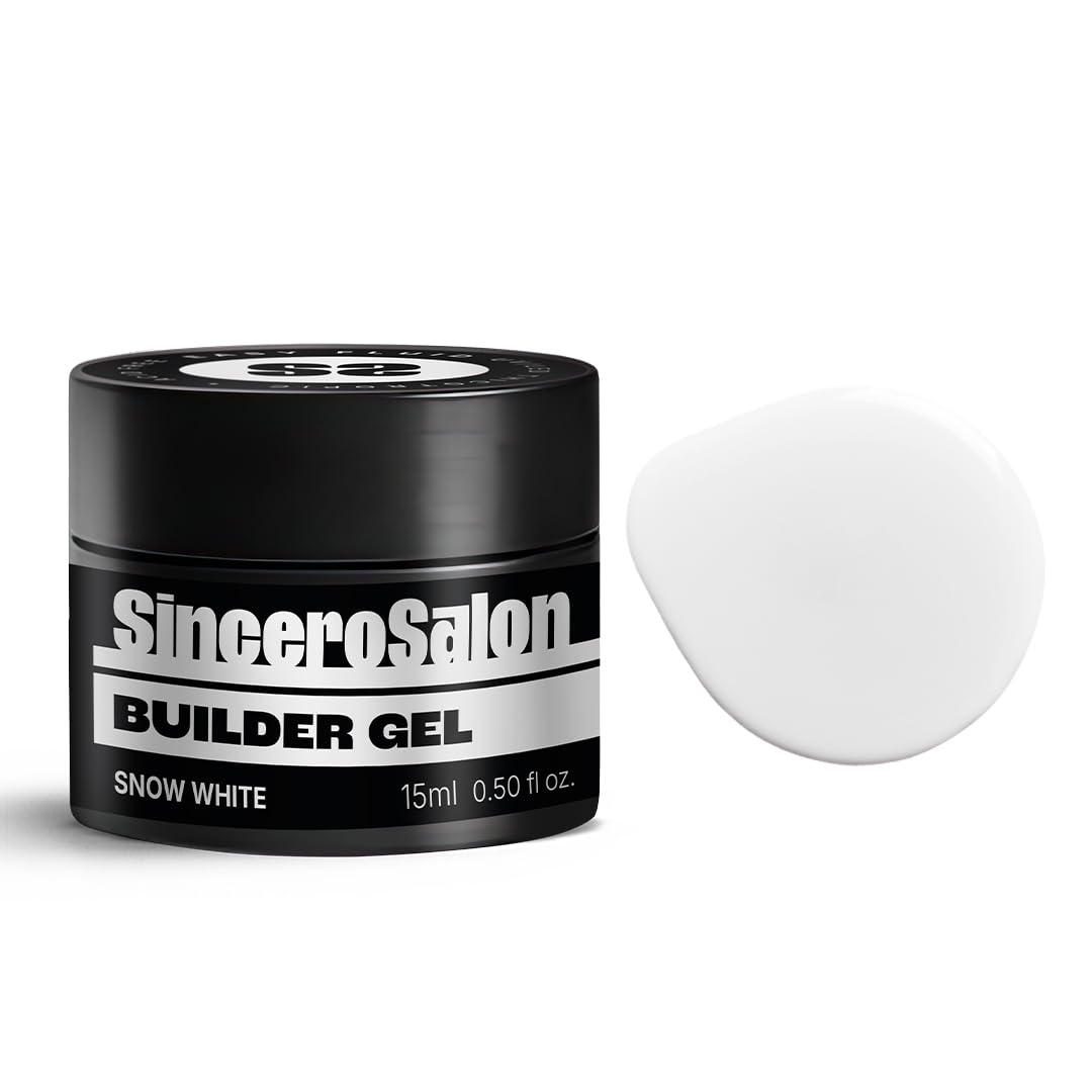 SINCERO SALON Builder Gel Easy Fluid - Snow White - Ideal for French Manicures, Nail Extension, LED UV Hard Gel - Semi-Permanent Strengthener - 15ml — image 1