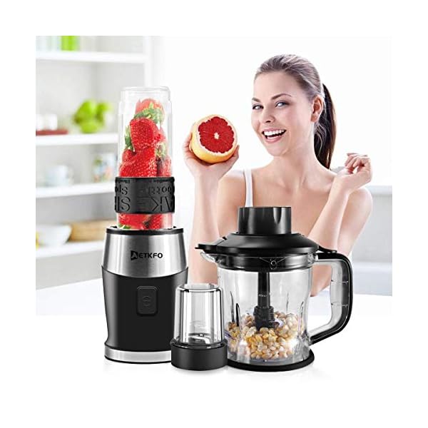 Blender-Smoothie-Maker-AETKFO-700W-Food-Processor-Mixer-3-in-1-Electric-Personal-Blender-Smoothie-BlendersChopperGrinder-Ice-Crusher-15L-Jug-Food-Container-570ml-Sports-Bottle-BPA-Free Blender Smoothie Maker, 700W Food Processor Mixer 3-in-1 Electric Personal Blender Smoothie Blenders/Chopper/Grinder Ice…