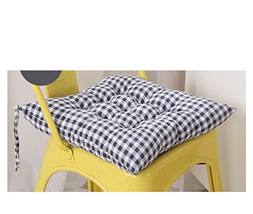 1Pc Indoor Chair Pads For Kicthen Dinning Room Inches Square Tufted Seat Cushions Pillows With Ties Chair Cushion (black white)