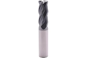 SEFHLI 1/2" Solid Carbide Corner Radius End Mill - .060" Corner Radius, AlTiN Coated, 4 Flute, 35° Helix, 1/2" Cutting Dia, 1/2" Shank Dia, 1-1/4" LOC, 3" OAL for Milling Alloy Steel, Iron, Copper
