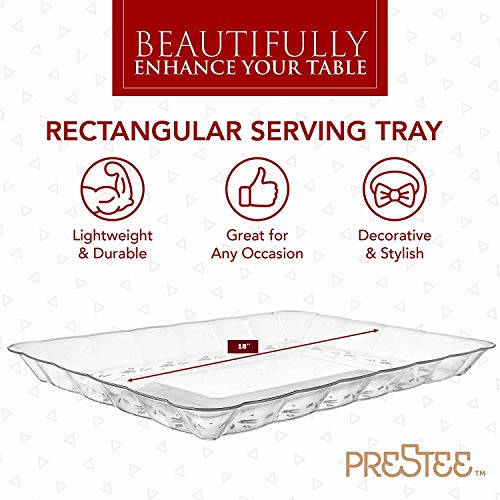 Plastic Serving Trays â€“ Serving Platters | 5 Pack, 12"X 18" | Rectangular Disposable Party Platters and Trays | Clear Disposable Serving Trays for Parties | Party Serving Trays and Platters