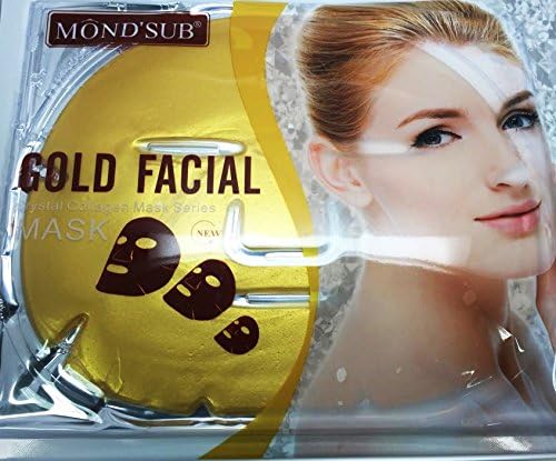 5 x New Mondsub Beauty Crystal 24K Gold Powder Gel Collagen Face Mask Masks Sheet Patch, Anti Ageing Aging, Skincare, Anti Wrinkle, Moisturising, Moisture, Hydrating, Uplifting, Whitening, Remove Blemishes & Blackheads Product. Firmer, Smoother, Tone, Regeneration Of Skin. Suitable For Home Use Hot or Cold.