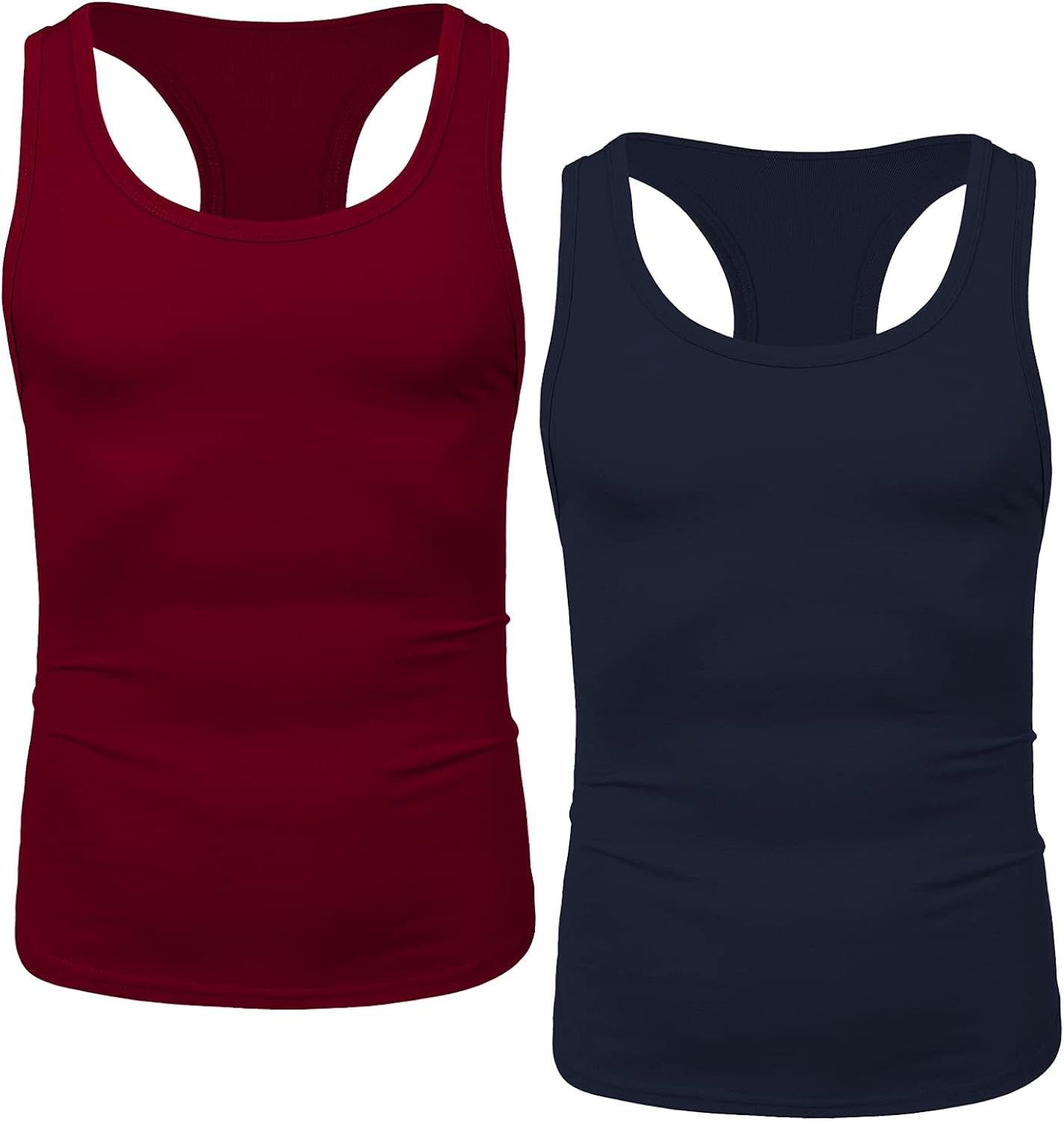 LecGee Men's 2 Pack Tank Top Workout Gym Muscle Tee Fitness Y-Back Vest Bodybuilding Stringer Sleeveless T-Shirt: Clothing