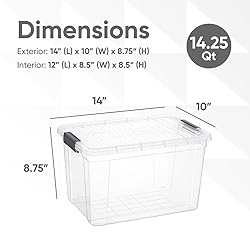 Superio Clear Storage Box with Lid, 14.25 Quart