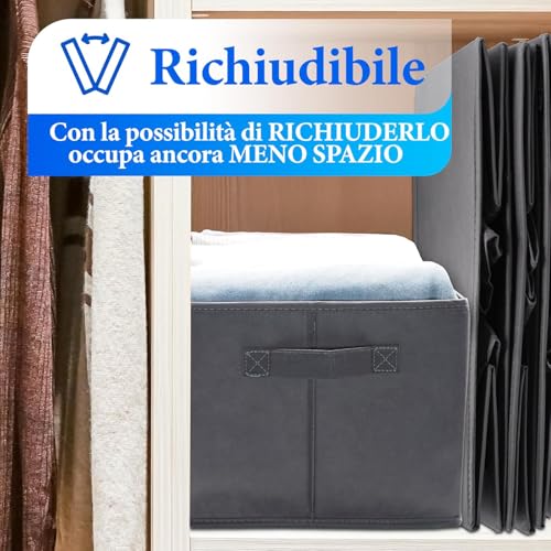 GF WAY Set of 3 Wardrobe Organizer with 9 Compartments, Space-Saving Boxes for Drawers, Linen, Underwear, Stockings and Accessories, Rigid Walls, Durable Fabric, Modern Design, 43 x 30 x 20 cm