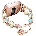 IMYMAX For Fitbit Versa Bands Bracelets Adjustable Handmade Night Luminous Pearl Bracelet with Storage Pendant for Women Replacement for Fitbit Versa Lite Smart Watch (Rose Pink Fluorescent