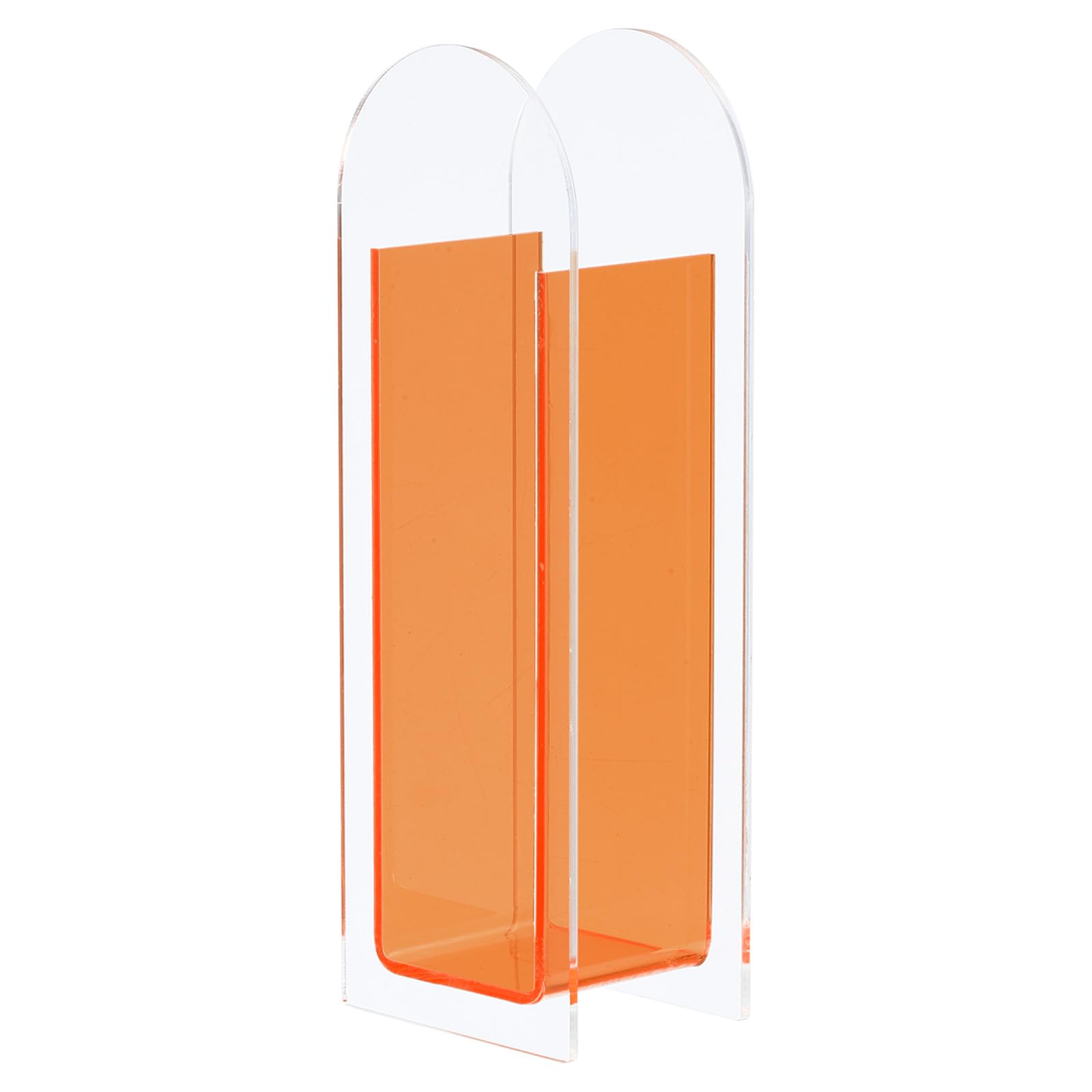 PATIKIL Acrylic Vase, Arch Acrylic Floral Vase Clear Geometric Plastic Decorative Vase for Wedding Table Centerpiece Home Decor, Orange