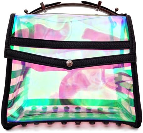 16 Holowood Clear Holographic Studded Satchel