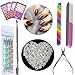 False Nails Tips Set: 500PCS Natural Acrylic Stiletto Fake Nails + 5PCS Nail Dotting Pen Tool + 1PC Cuticle Pusher + Cuticle Nipper + Nail File Buffer+ 4 Sheets Nail Stickers Decals (AAB004A)