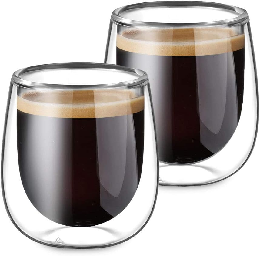 Glastal 120ml Doppelwandige Espressotassen Espresso Gläser Glas Set 2-teiliges