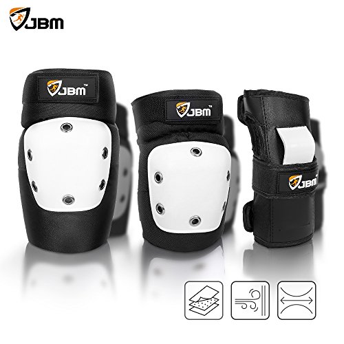 JBM Adult Extra Cap Protective Gear Knee Pads Elbow Pads with Wrist Guards for Skate, Skateboard, Skateboarding, Roller Skate, Inline Roller Skating, BMX, Bike, Cycling, Scooters and Other Sports
